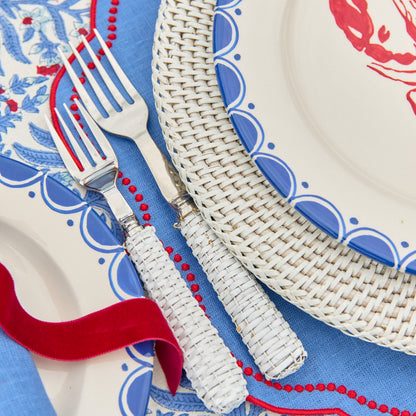 White Rattan Charger Plates (Set of 4)