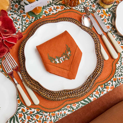 Orange & Green Eloise Linen Placemats (Set of 4)