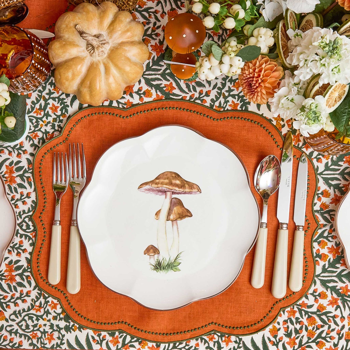 Orange & Green Eloise Linen Placemats (Set of 4)