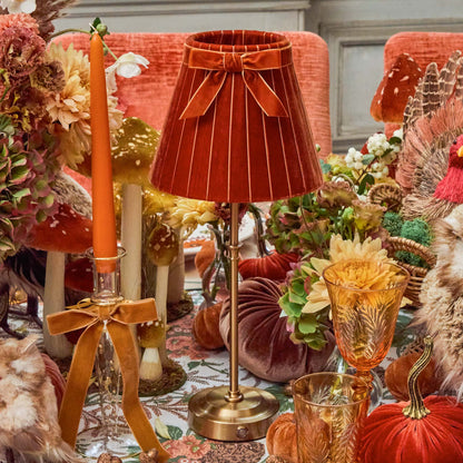 Burnt Orange Velvet Bow Lampshade (18cm)