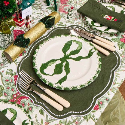 Marilyn Forest Green Bow Dinner Plate