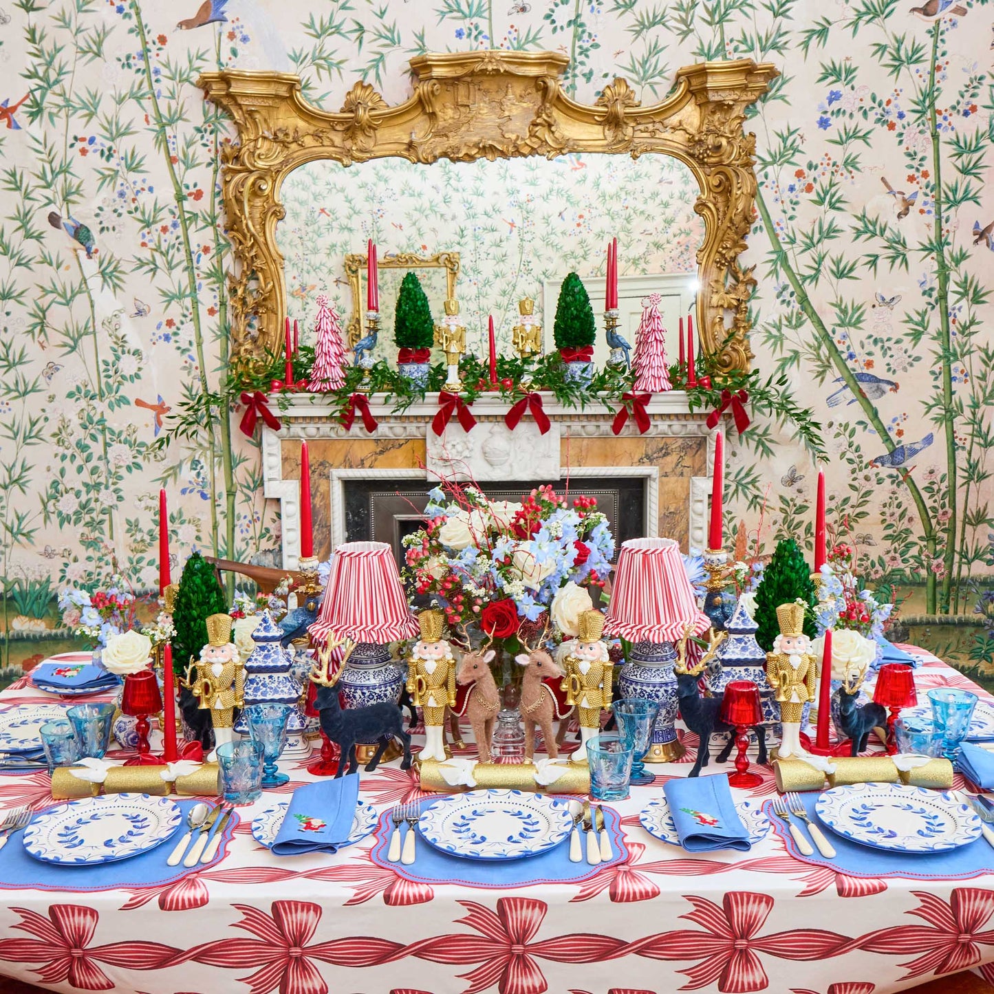 Blue & Red Eloise Placemats & Father Christmas Napkins (Set of 4)