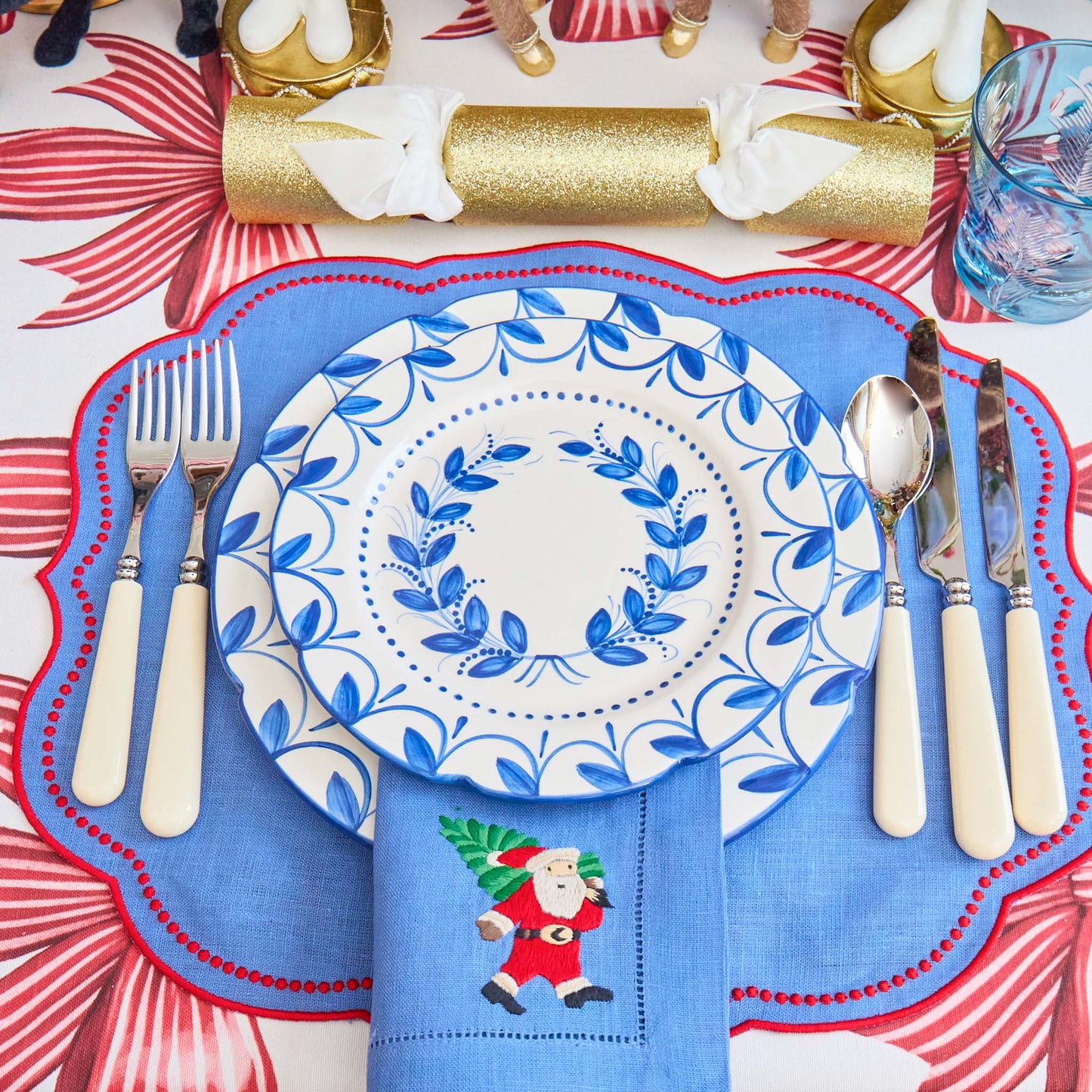 Blue & Red Eloise Placemats & Father Christmas Napkins (Set of 4)