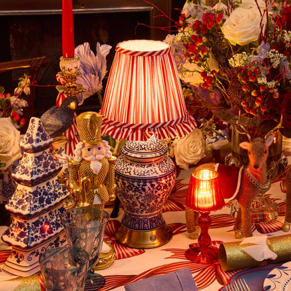 Red Striped Ruffle Lampshade (18cm)