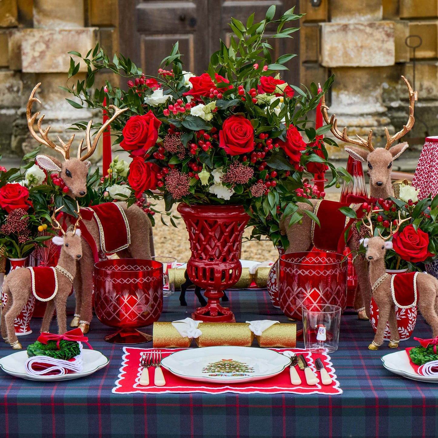 Red Small Adelaide Lattice Urn Vase