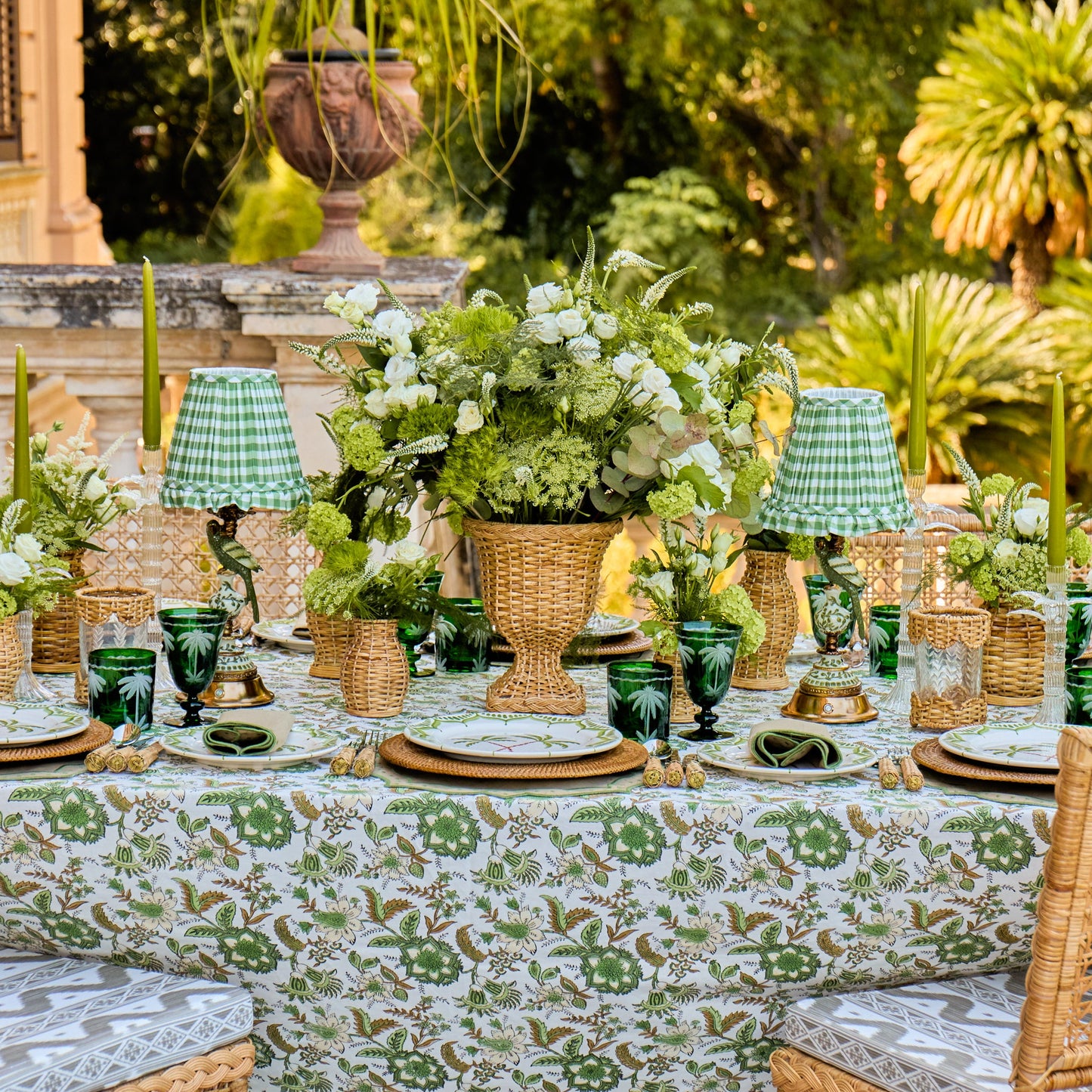 Emerald Palm Tree Wine Glasses (Set of 4)