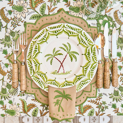 Sand & Green Celestria Placemats & Palm Tree Napkins (Set of 4)