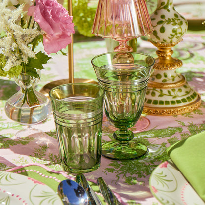 Green Sylvie Engraved Glassware (Set of 8)
