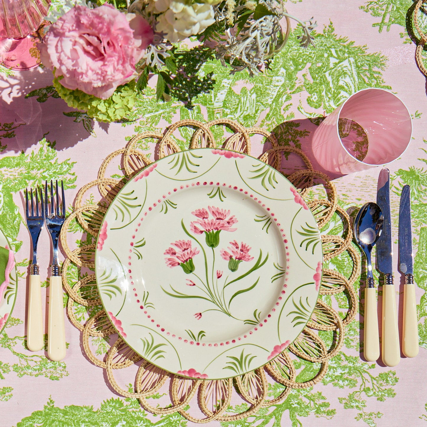Pink & Green Santa Kristina Dinner Plate