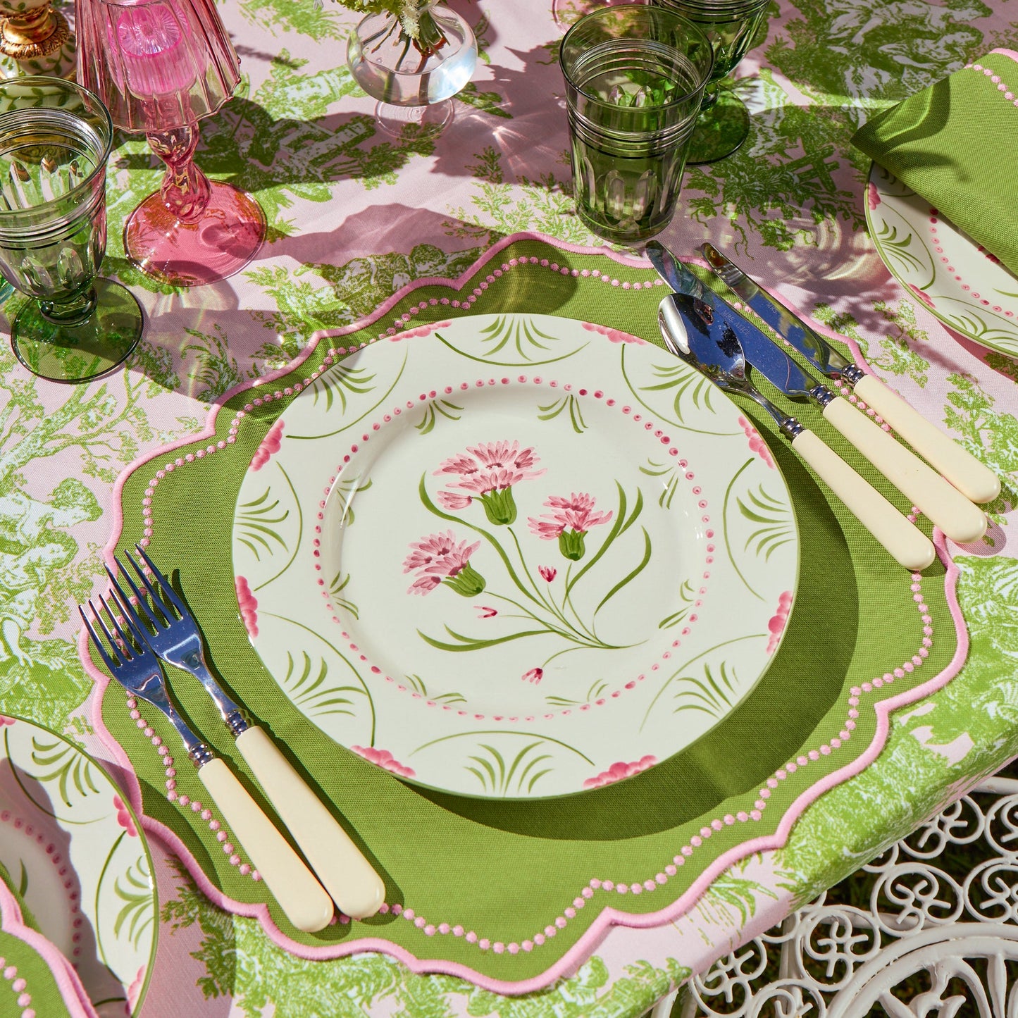 Pink & Green Santa Kristina Dinner Plate