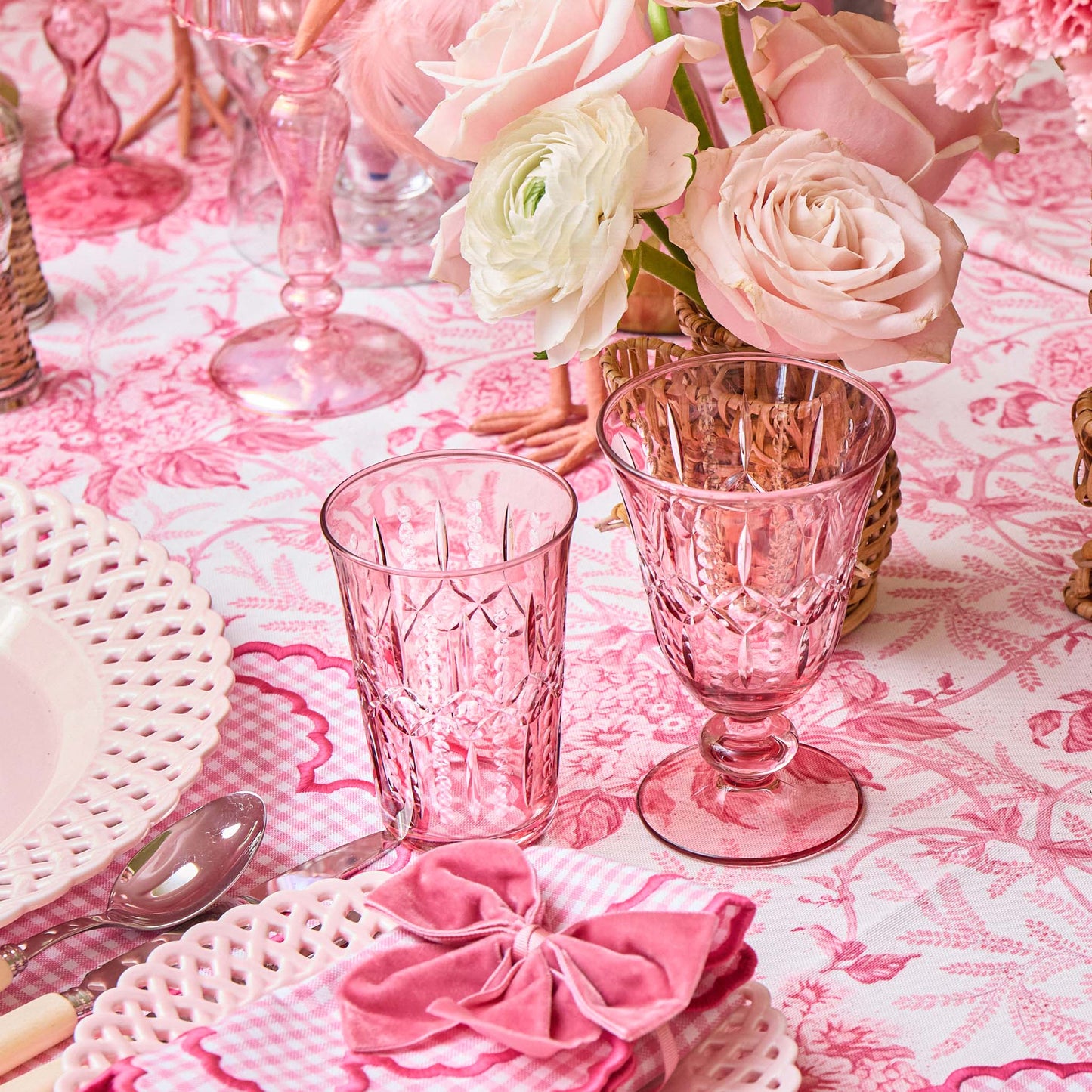 Pink Chloe Engraved Water Glasses (Set of 4)