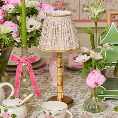 Bamboo Rechargeable Lamp with Putty Lotus Shade (18cm)