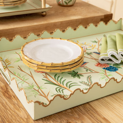 Green Chinoiserie Tole Tray