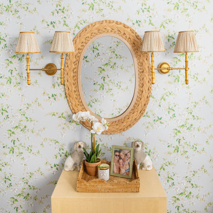 Bamboo Rechargeable Double Wall Light with Putty Lotus Shades (18cm)