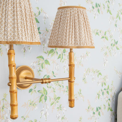 Bamboo Rechargeable Double Wall Light with Putty Lotus Shades (18cm)