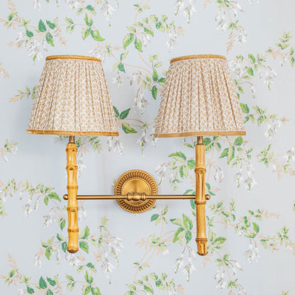 Bamboo Rechargeable Double Wall Light with Putty Lotus Shades (18cm)