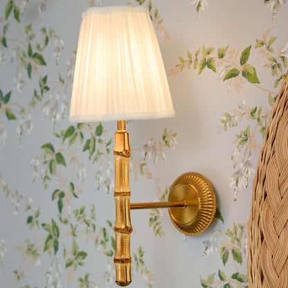 Bamboo Rechargeable Wall Light with Cream Shade (14cm)
