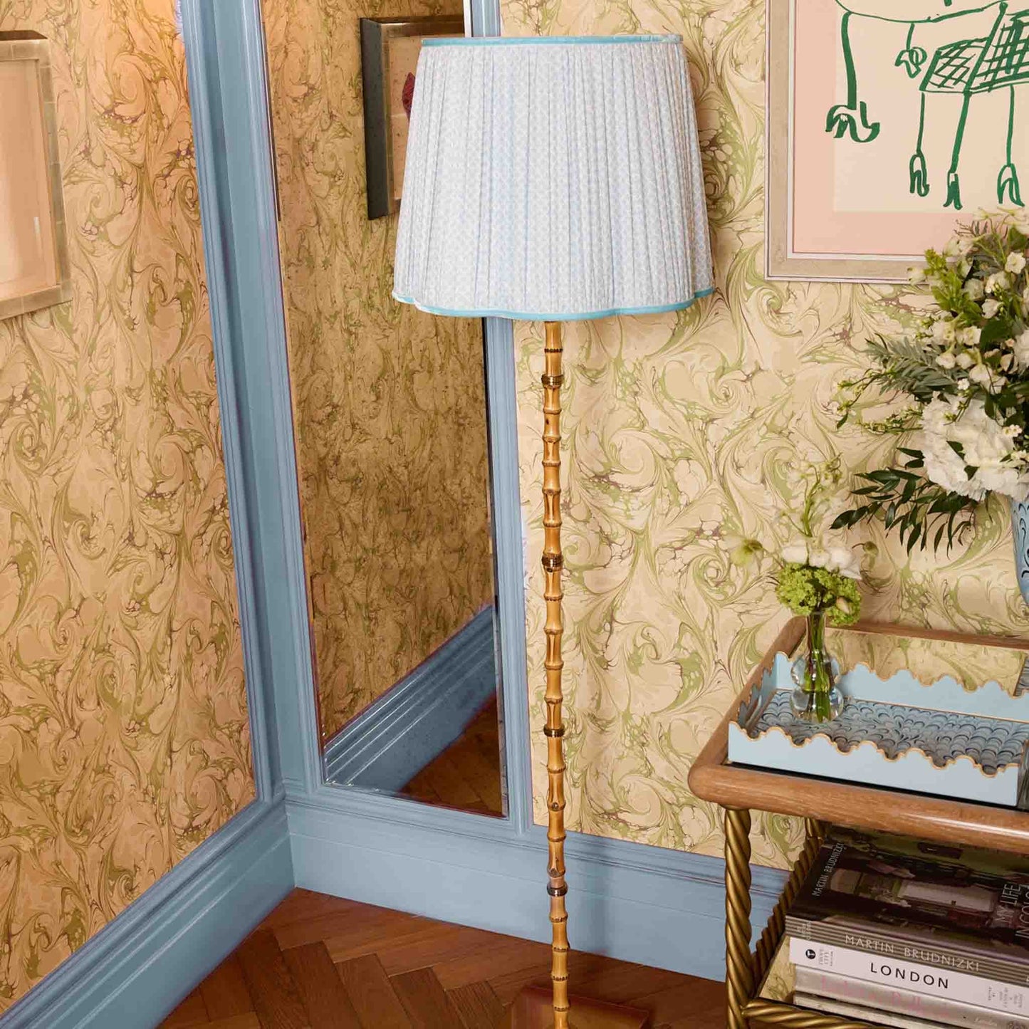 Soft Blue Lotus Lampshade (40cm)