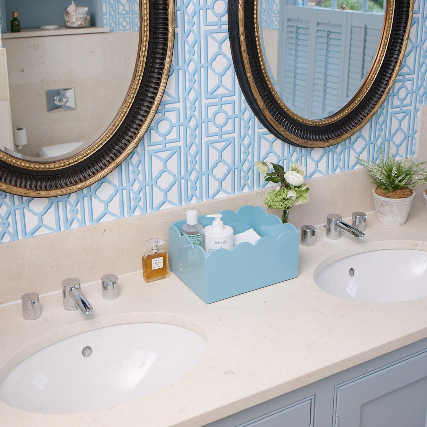 Duck-egg Blue Lacquer Storage Boxes (Set of 2)