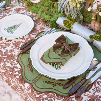 Green & Chocolate Doris Napkins (Set of 4)