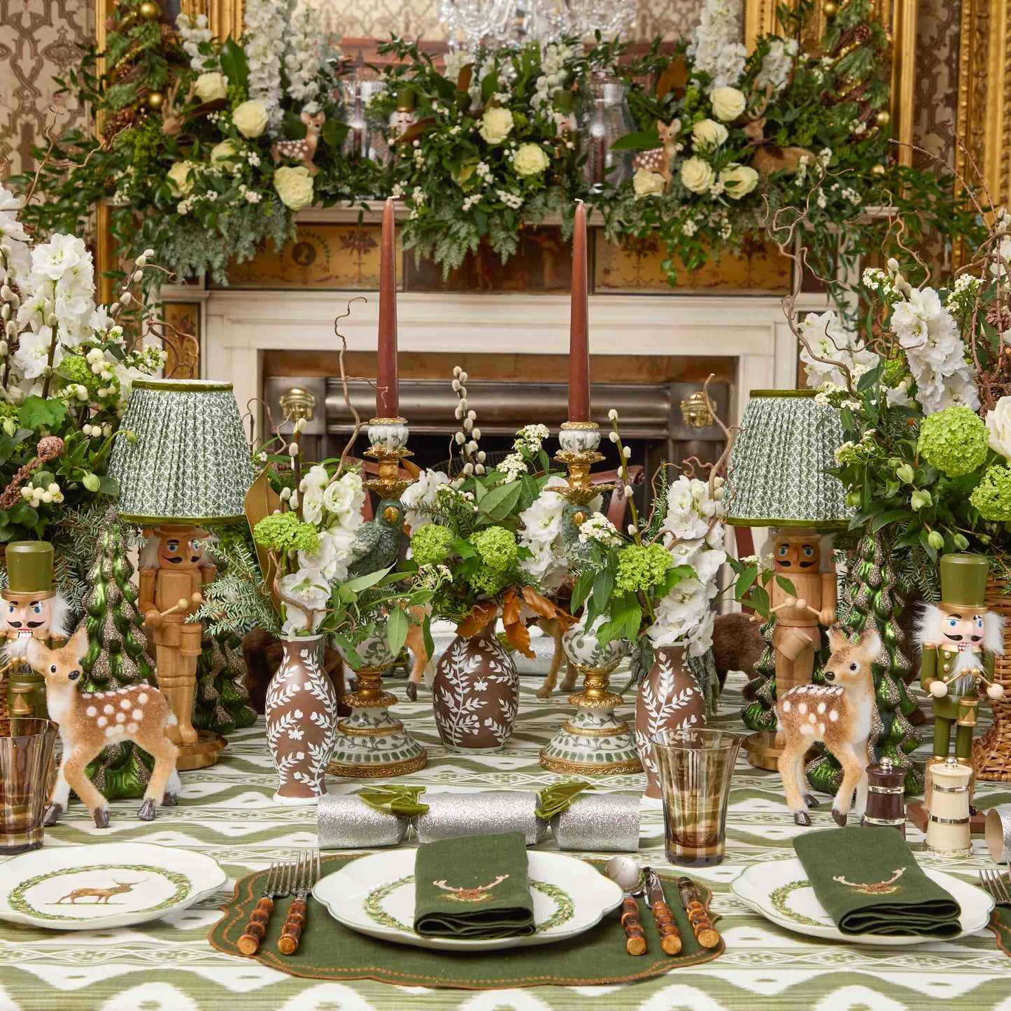 Olive Green Parrot Candle Holder Set