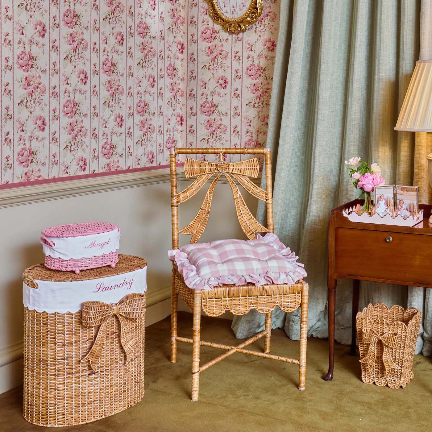 Isabella Pink Rattan Basket (Extra Small)