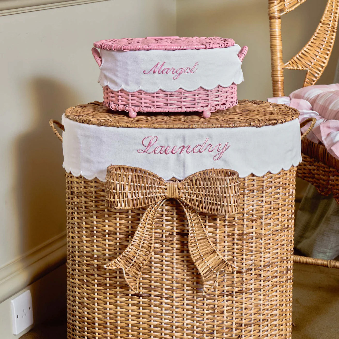 Isabella Pink Rattan Basket (Extra Small)