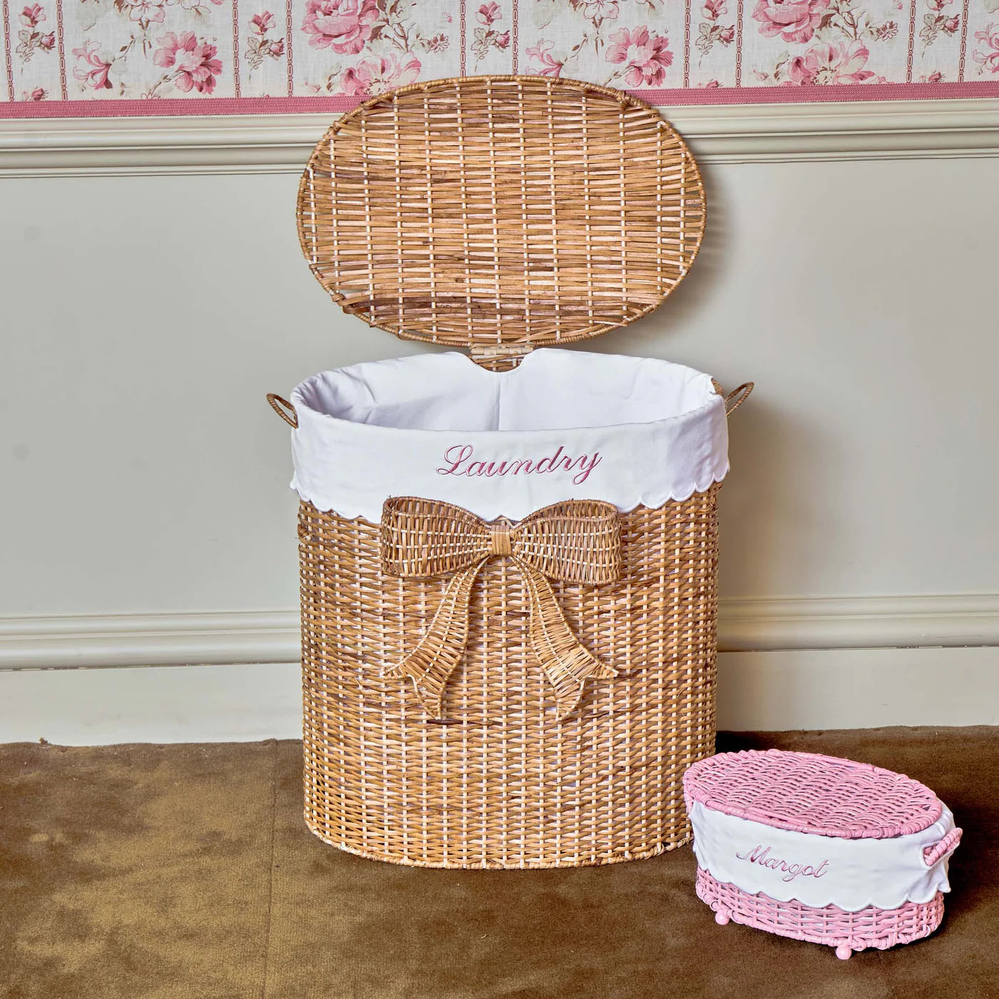 Isabella Pink Rattan Basket (Extra Small)