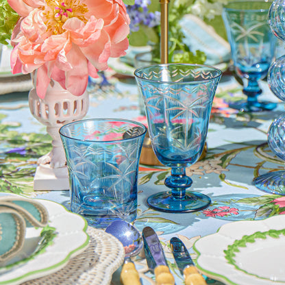 Blue Palm Wine Glasses (Set of 4)