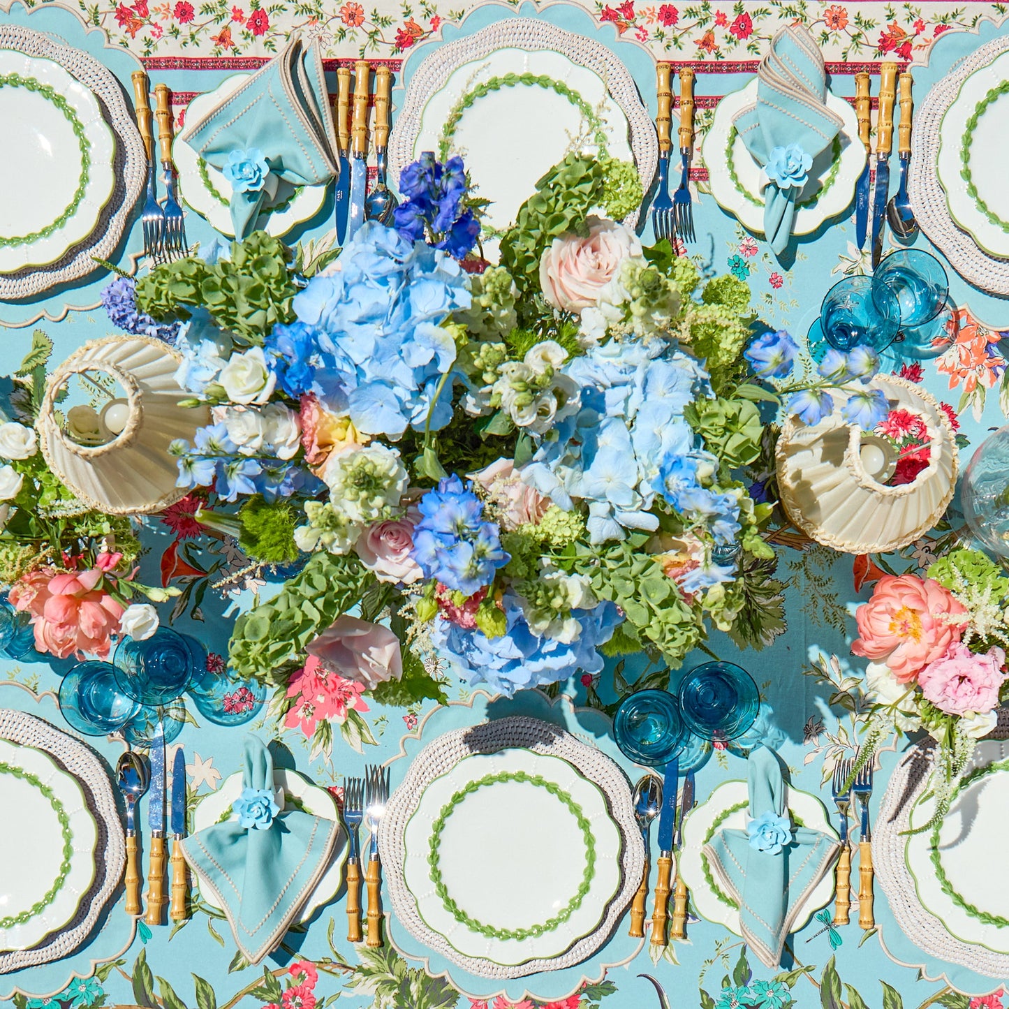 Soft Blue Fiore Napkin Rings (Set of 4)