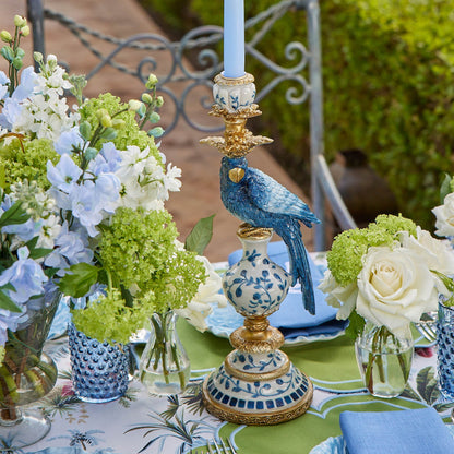 Blue Parrot Candle Holders (Pair)