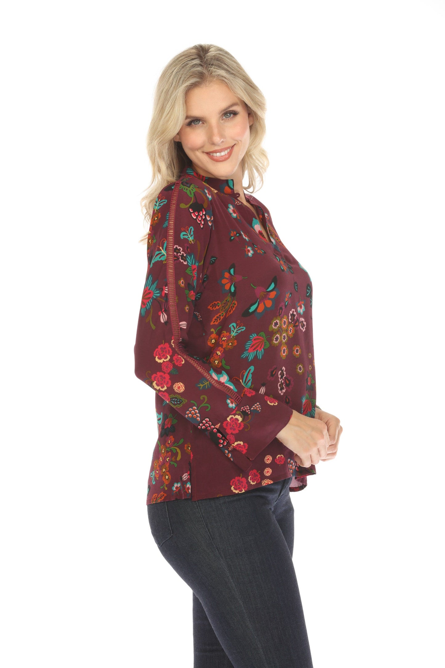 Johnny Was Adriana Enta Floral Silk Blouse C19023A-O Boho Chic
