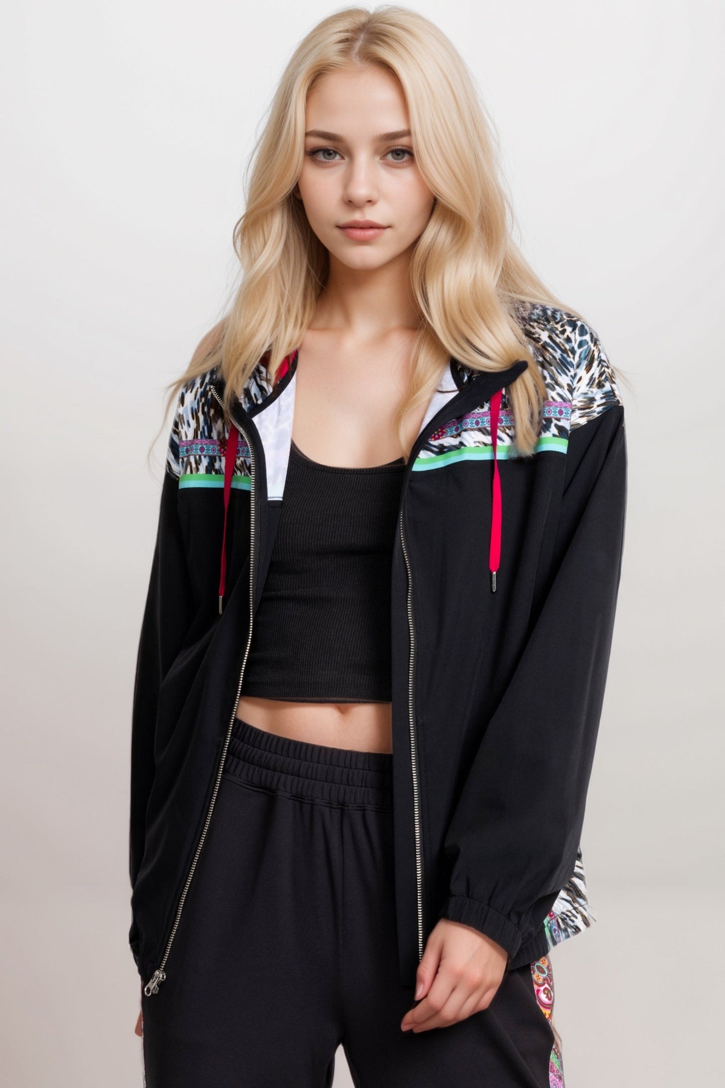 Johnny Was Bee Active Hooded Full Zip Jacket A8924-E