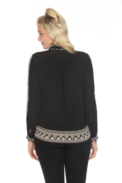 Johnny Was Biya Bixby Button-Down Silk Blouse B11923B8 Boho Chic
