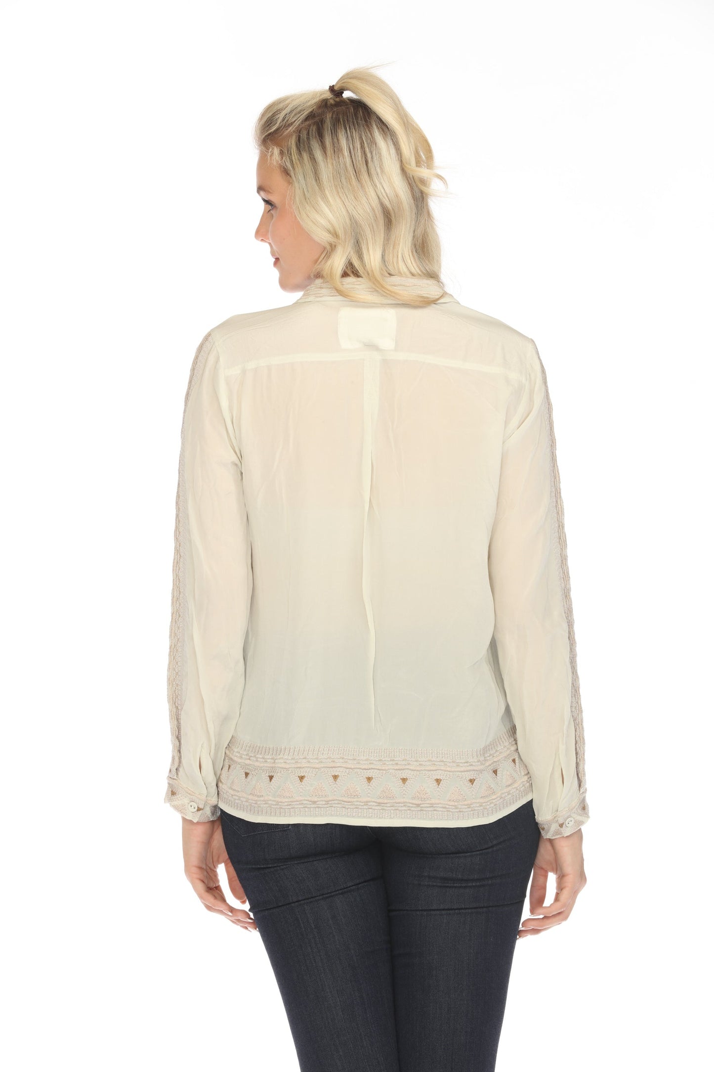 Johnny Was Biya Bixby Button-Down Silk Blouse B11923B8 Boho Chic
