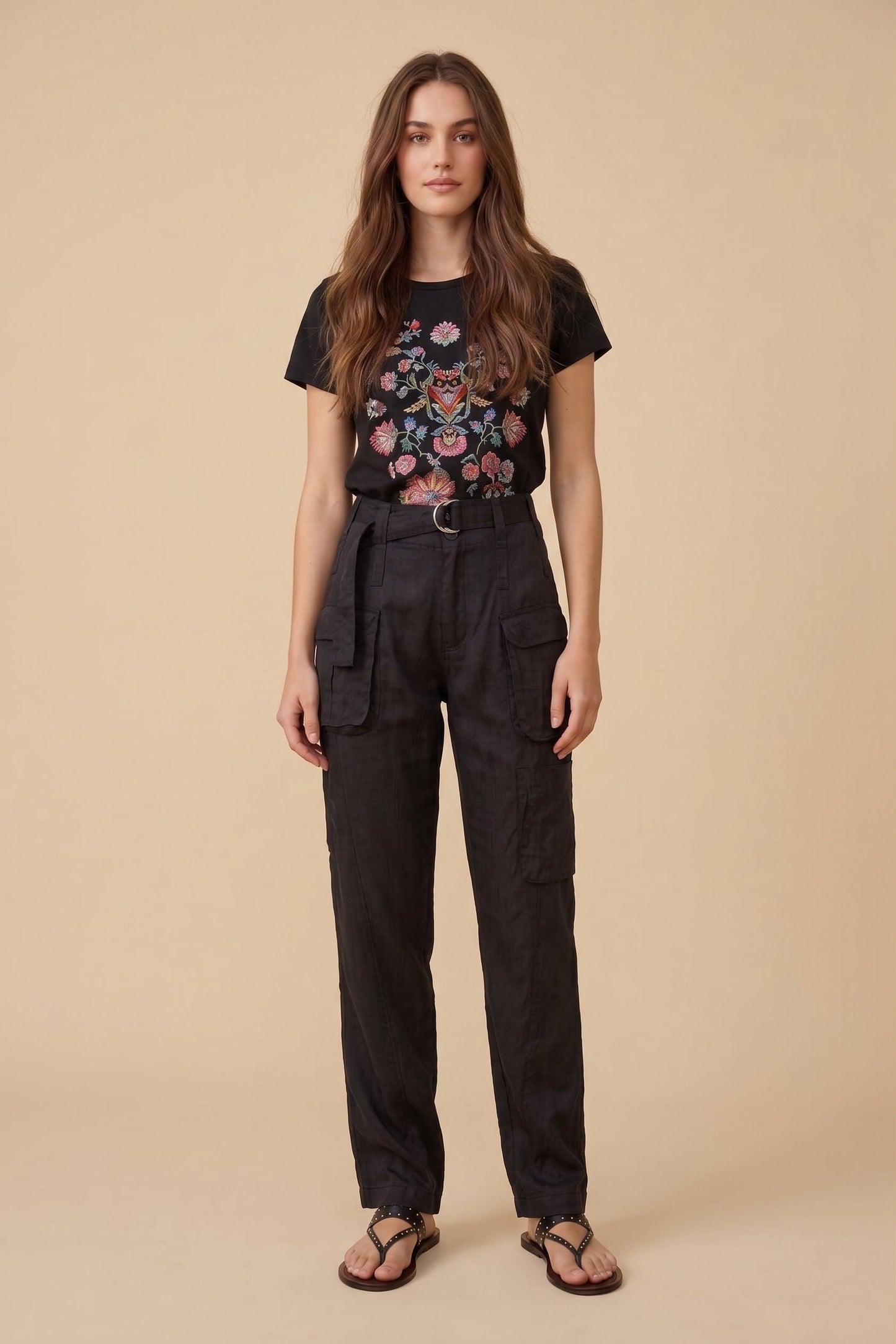 Johnny Was Black Beauty Hailey Cargo Pant O60425-6