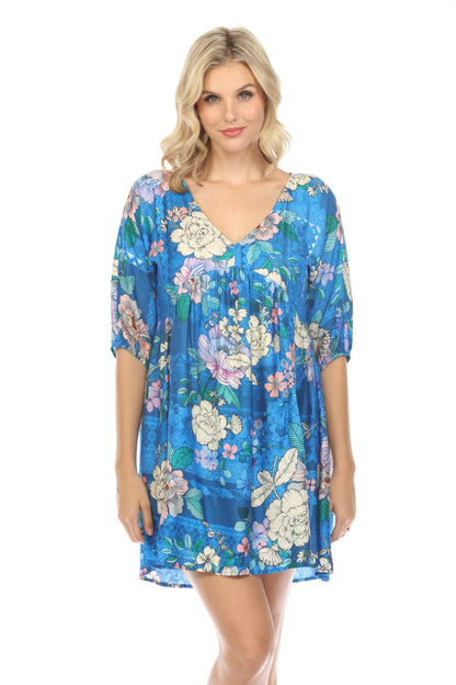 Johnny Was Blue Dove A-Line Swim Cover-Up Dress CSW5323-N