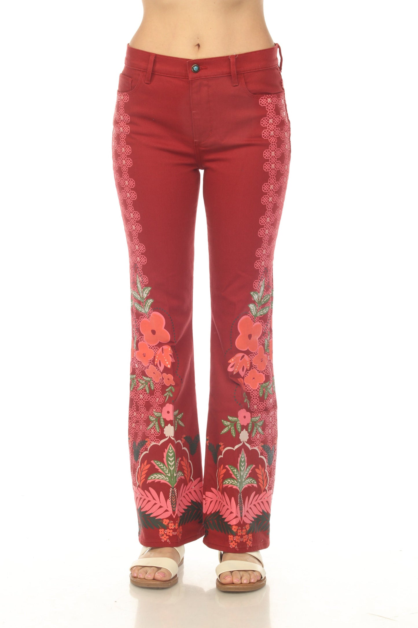 Johnny Was Red Caleta Straight Flare Jean L60025-7
