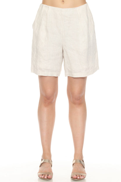 Johnny Was Calme Beige Striped Bermuda Shorts O81031-3