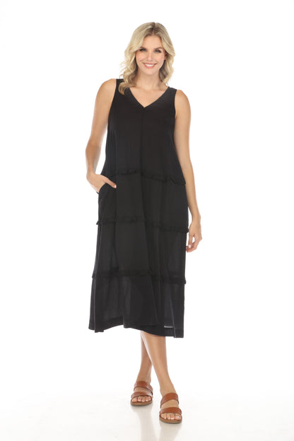 Johnny Was Calme Tiered Ruffles V-Neck Trapeze Dress O31116 *