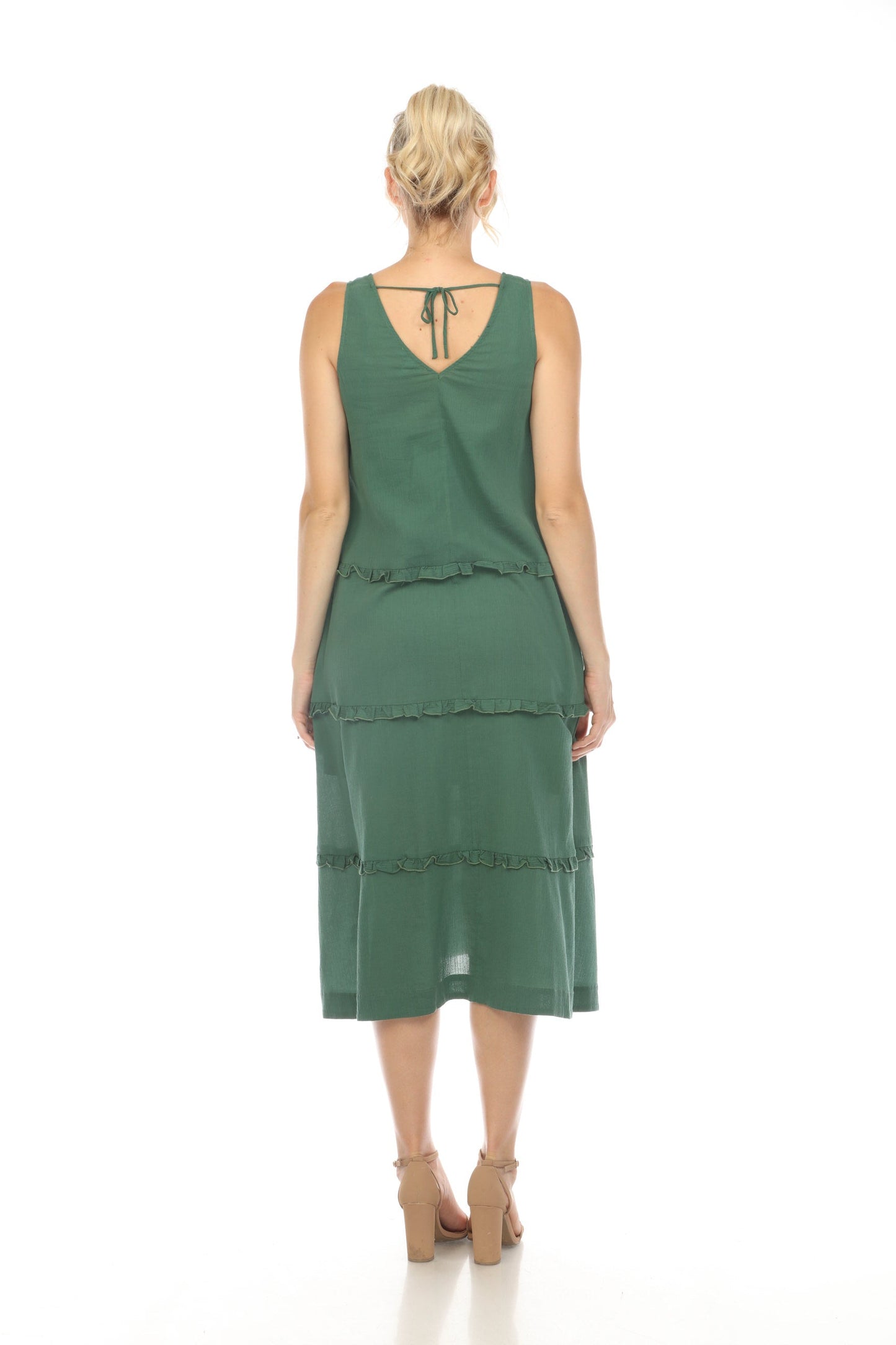 Johnny Was Calme Tiered Ruffles V-Neck Trapeze Dress O31116 *