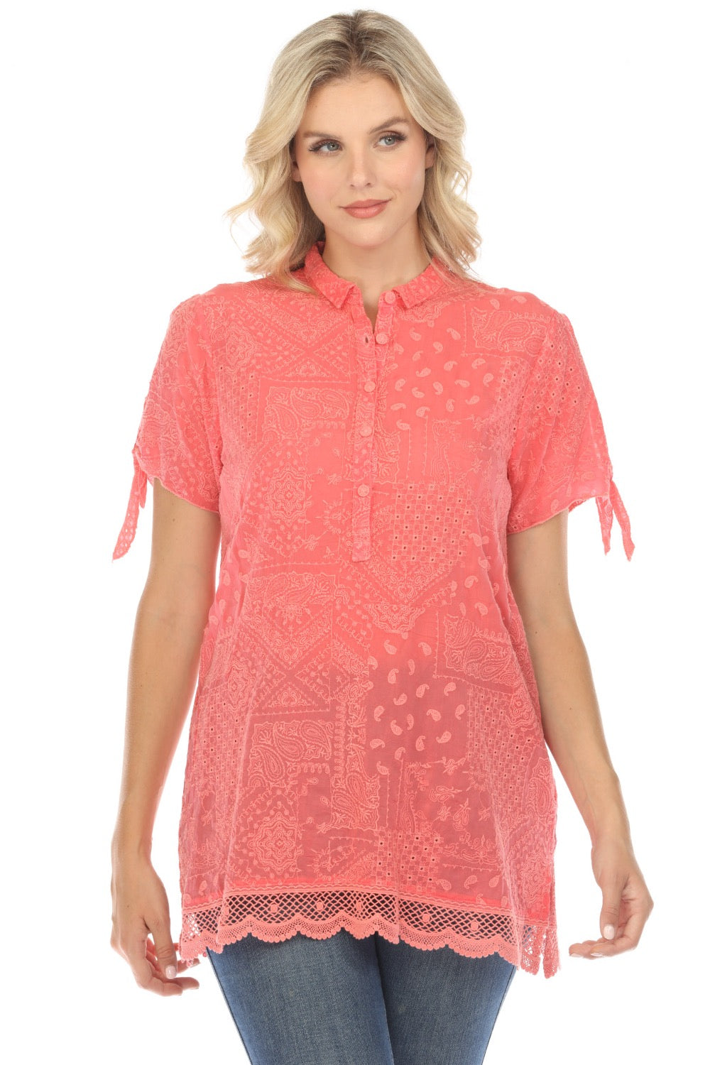 Johnny Was Harmonee Rahwa Embroidered Tunic Top Boho Chic C20924 *