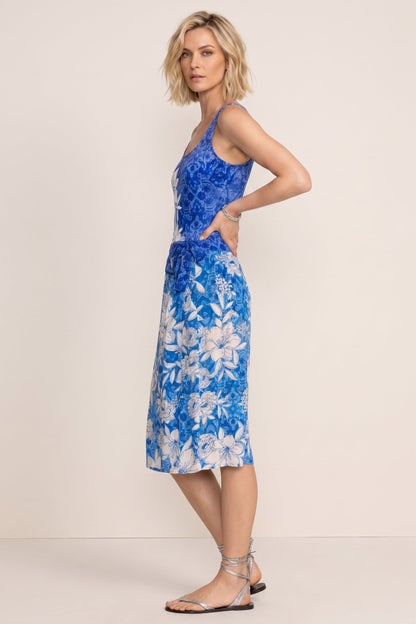 Johnny Was Blue Clio Floral Midi Coverup Skirt CSW9024-M