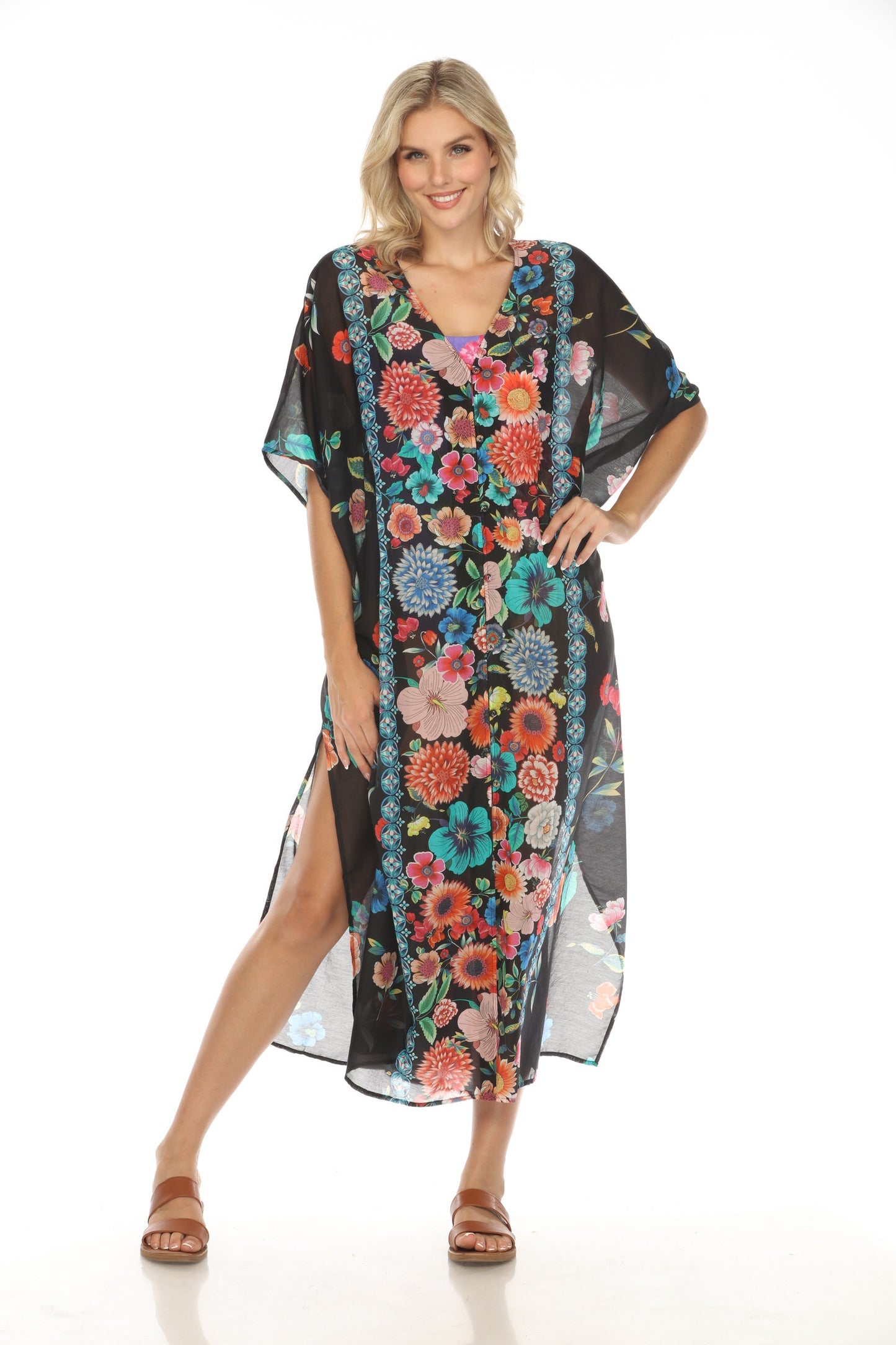 Johnny Was Evening Palace V-Neck Kaftan Dress CSW5223-N