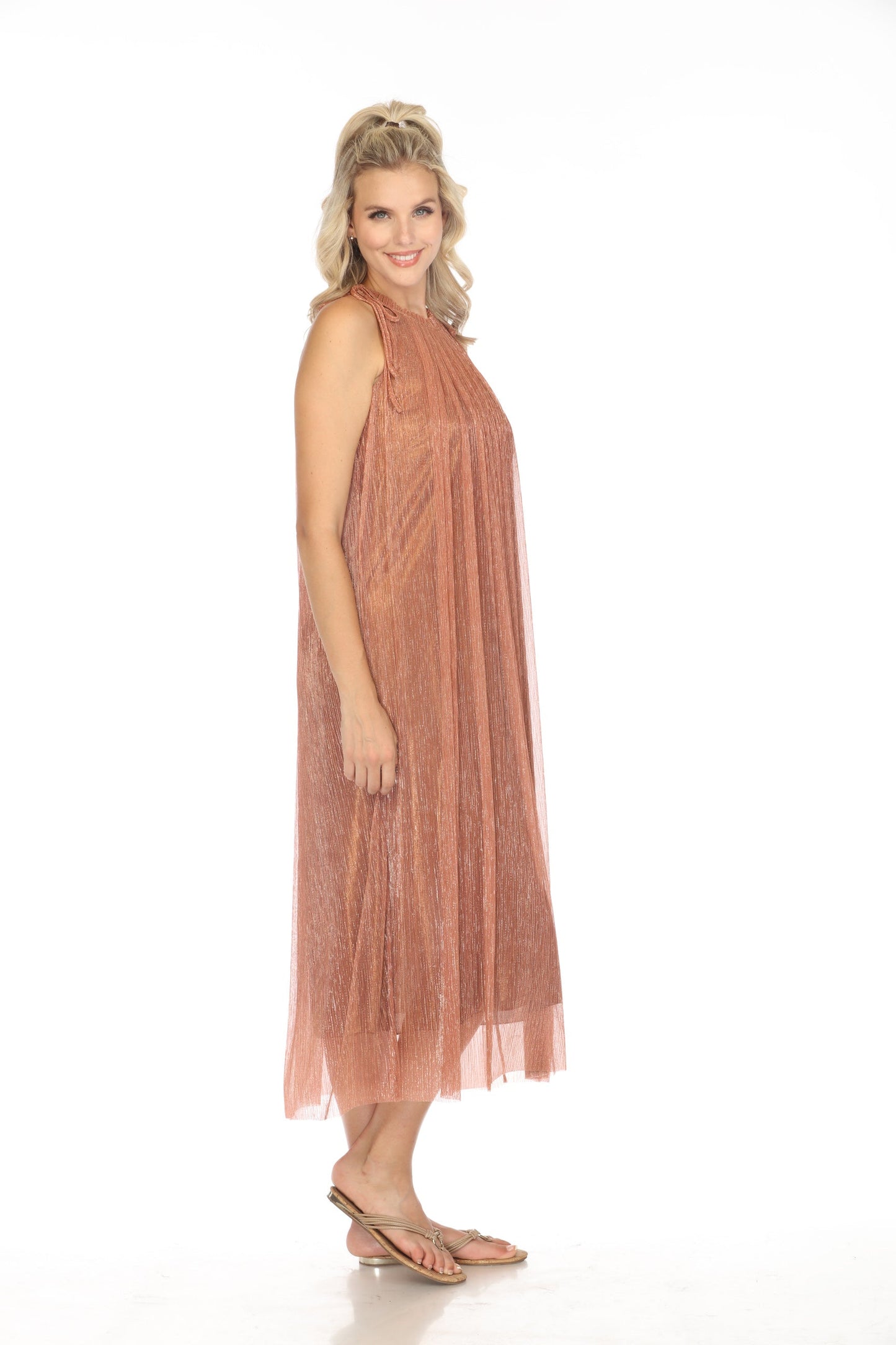 Johnny Was Jade Dylan Metallic Halter Midi Dress L35924 Boho Chic