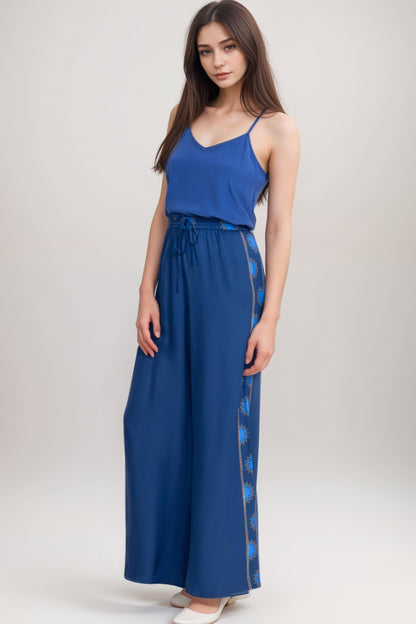 Johnny Was Jade Blue Frankie Easy Wide Leg Pants L63324-E