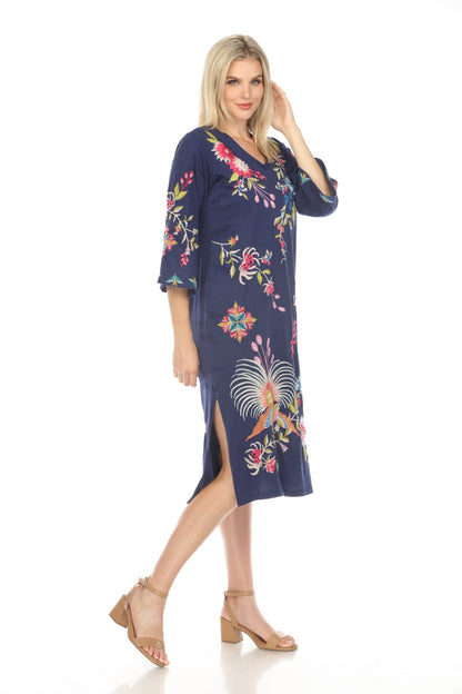 Johnny Was Navy Julie Kimono Sleeve Tee Dress Petites R32423-E