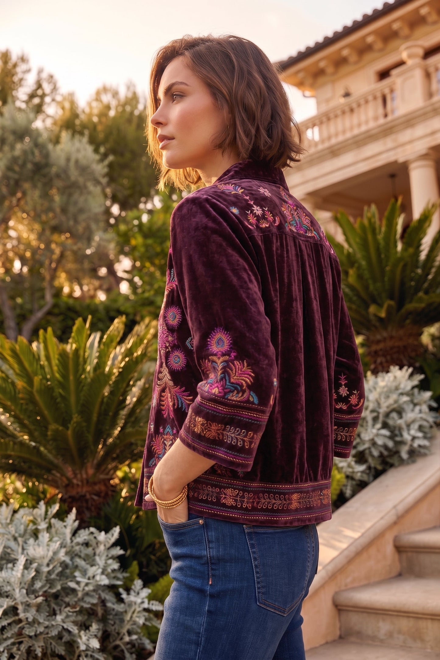 Johnny Was JWLA Brandi Kimono Sleeve Velvet Shirt J15325-8
