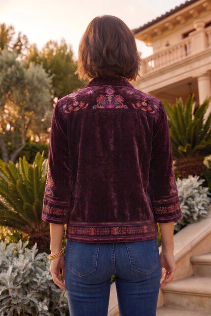 Johnny Was JWLA Brandi Kimono Sleeve Velvet Shirt J15325-8