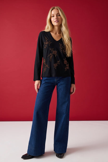 Johnny Was JWLA Femke Beaded Kimono Sleeve Tee J19025-O